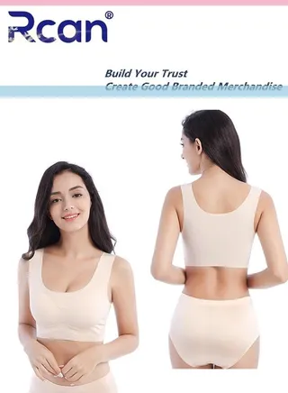 omen's Seamless Bra One Piece Crew Neck Wireless Underwear Lightweight Full Coverage Sports Everyday Bra with Removable Chest Pads for Home Exercise Sleep Yoga 