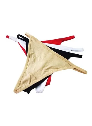 Pack Of 4 Solid Pattern G-String Briefs Multicolour 