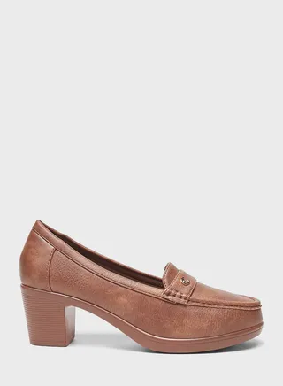 Block Heel Slip Ons 