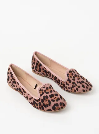 Animal Pattern Slip-On Ballerina Nude/Black/Brown 