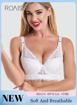 Large Size Women's Charm Lace Bras Push Up Daily Underwire Ultra Thin Three-quarter Cup Bras Leisure Comfort Soft Breathable Underwear Everyday Lingerie 