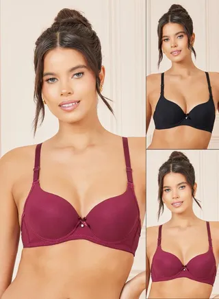Pack of 2 - Ribbed Bow Detail T-Shirt Bra 