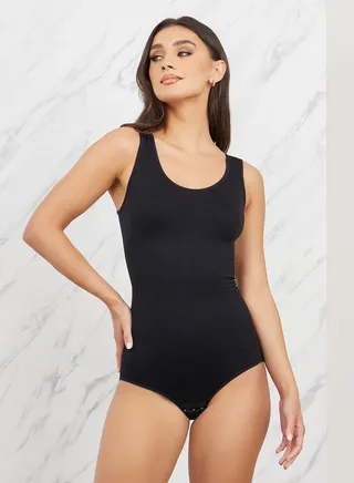 Sleeveless Round Neck Body Shapewear with Hook & Eye Closure 