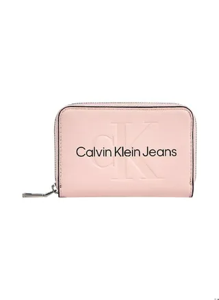 Women's RFID Logo Zip Around Wallet -  premium faux leather, Pink 