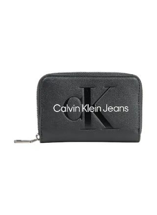 Women's RFID Logo Zip Around Wallet -  premium faux leather, Black 