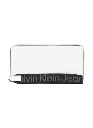 Women's RFID Wristlet Zip Around Wallet -  recycled faux leather, White 