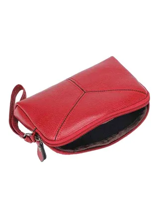 Leather Wear Resistant Wallet Red 