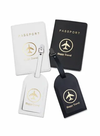 Luggage Tags and Passport Covers, 4 Pcs Passport Holder Passport Case Travel Suitcase Tag Organizer for Storing Business Cards Credit Cards Boarding Passes 
