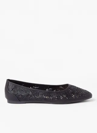 Cut Out Detailed Ballerina Black 