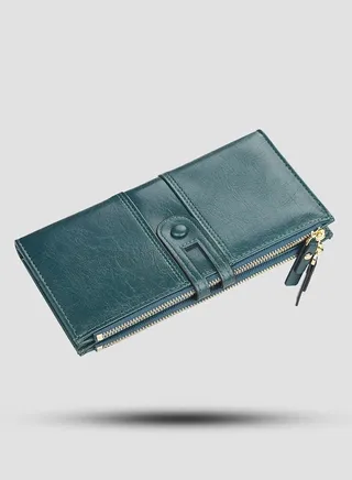 Fashion Hasp Ladies Soft PU Leather Clutch for Women Long Wallet Phone Zipper Bag Card Holder for Shopping Money Bag with Strap 19*10*2.5cm 