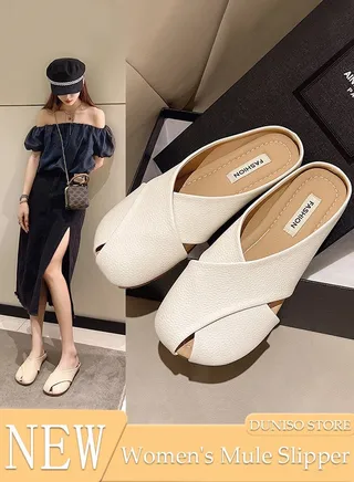 Mule Slippers for Women Slingback Flat Pointed Mules Closed Toe Sandals Comfortable Women Slippers Backless Slip On Loafer Shoes 