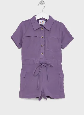 Girls Solid Playsuit