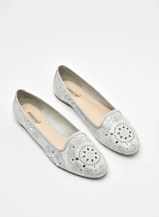 Flats Cut-Out Detail Ballerina Silver 