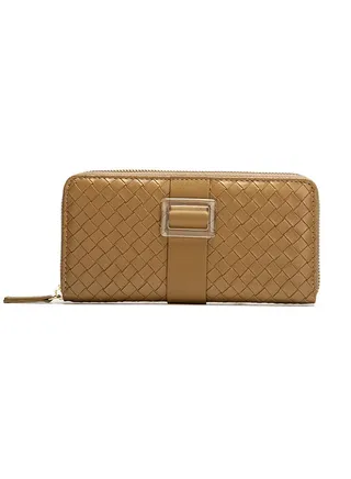 Casual Woven leather Pattern Long Wallet Card Holder Money Bag for Dating and Commute 19.5*10*2.5cm 