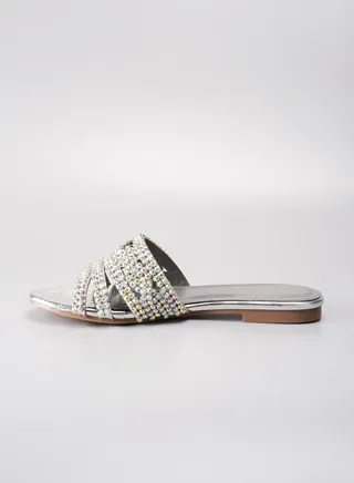 Women's Designer Handmade Sandals,Crystal Round Toe ,Party and Casual Vacation Flat Shoes Fashion For Summer 2024 