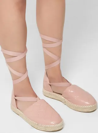 Casual Quilted Lace Ups Espadrilles 