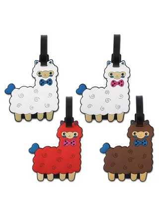 Luggage Tags for Suitcases, 4PCS Silicone Colorful & Funny Luggage Tag with Name ID Card, Funny Suitcase Label for Women Men, Waterproof ID Tag Multicolor Band Loop Identification Tag (Llama) 