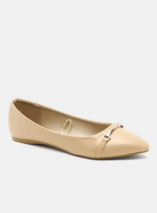 Solid Pattern Slip-On Ballerina Nude 