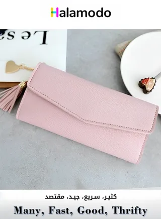 Long Wallet Ultra-thin Girls' Coin Purse Large Capacity Pendant Wallet Simple College Student Mini Version Card Holder Pink 