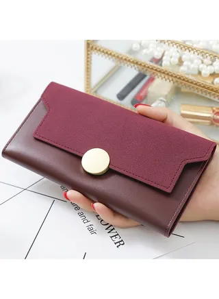 Casual Frosted Long Wallet Ladies Fashion Clutch for Women Card Holder Money Bag Red 18 x 9.5 x 2cm 