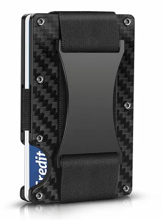 Carbon Fiber Wallets for Men, RFID Money Clip Wallet for Men, Minimalist Aluminum Metal Wallet, Mens Wallet Carbon Fiber Card Holder (Black) 