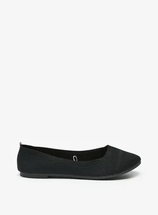 Womens Textured Slip-On Round Toe Ballerina Shoes 