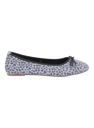 Animal Print Bow Detail Ballerinas White/Grey/Black 