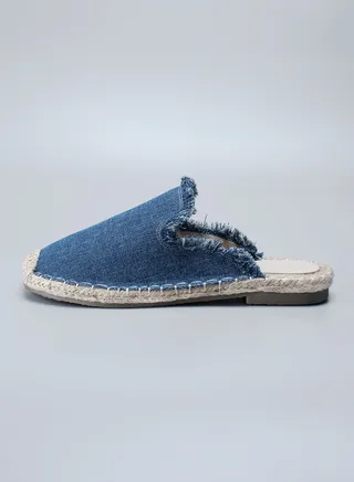 2024 Lady's Handmade Espadrilles  Flat Shoes With Jeans Fabric 