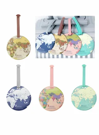 Luggage Tags, 4 Pcs World map Luggage Tags Set, Travel Bag Accessories, Identifier Label Holders for Backpack, Luggage Tags 