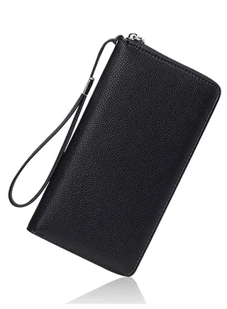 PU Leather Women's Wallets RFID Blocking Bifold Zipper Pocket Card Holder with 17 Card Slots Multi-Function Bifold Zipper Clutch Purse Large Capacity Card Holder with RFID for Girls Classic Black 
