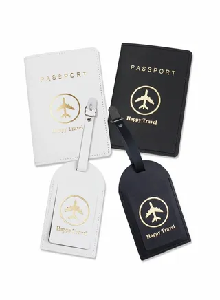 Luggage Tags and Passport Covers, 4 Pcs Passport Holder Passport Case Travel Suitcase Tag Organizer for Storing Business Cards Credit Cards Boarding Passes 