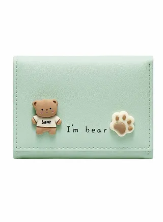 Small Wallet, Cartoon Cute Wallet for Girls, Trifold Wallet Slim Coin Purse Cash Pocket ID Window, PU Leather Slim Purse 