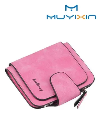 Women Leather Wallet Zipper Closure Wallet with Card Clots Pink 
