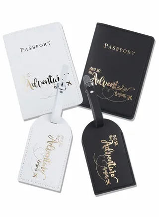 Passport Covers and Luggage Tags Sets, Suitcase Tag Case for Storing Passport Business Cards, Credit Cards, Boarding Passes 