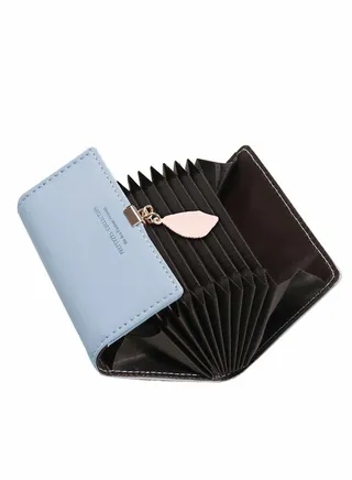Credit Card Holders, Wallet Womens Ladies Leather Vintage Zipper Coin Purse for Girl Lady, Blue 