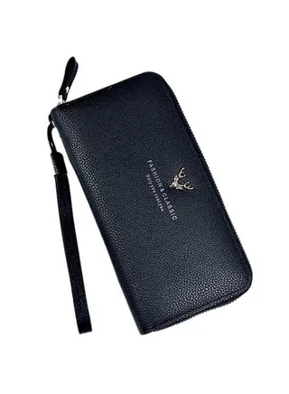 Preppy Style Color Block Long Sweet Retro Wallet Black 