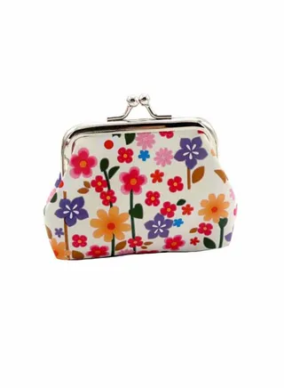 Buckle Closure Floral Design Wallet Multicolour 