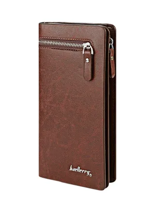 Zipper Leather Wallet Coffee 