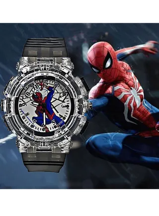 Spiderman Cartoon Digital Watch for Kids, Child Colorful Luminous Cartoon Watch 