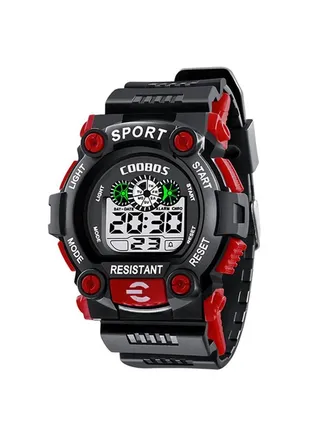 Kids Water Resistant Rubber Digital Watch Black/Red 