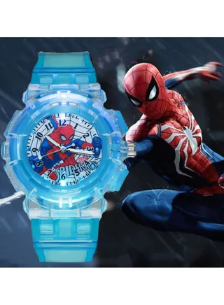 Spiderman Cartoon Digital Watch for Kids, Child Colorful Luminous Cartoon Watch 
