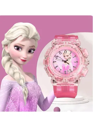 Frozen Elsa Girls Watch, Cartoon Digital Watch for Kids, Child Colorful Luminous Cartoon Quartz Wrist Watch 