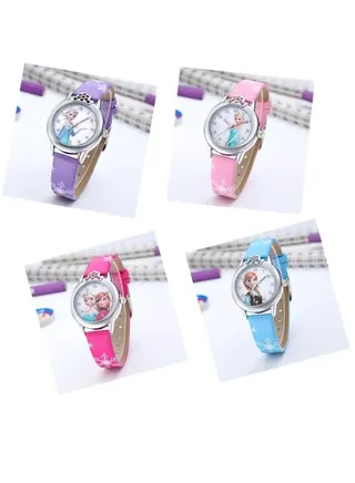 4-piece children's watch set Women's ice and snow cartoon romantic electronic watch 