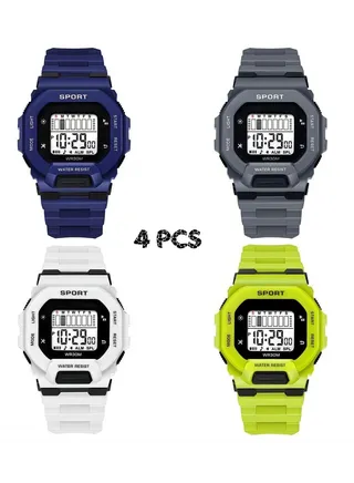 4Pcs Kids Water Resistant Digital Watch 