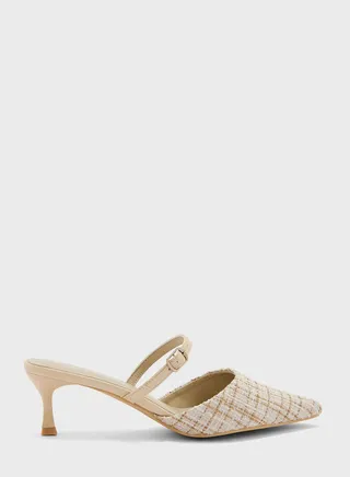 Tweed Heel Mules