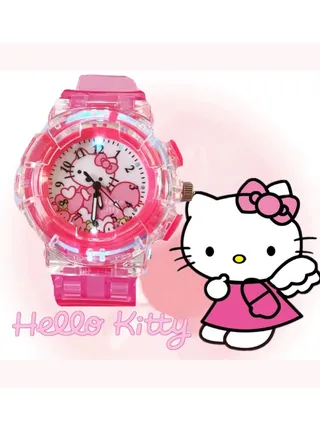 Hello Kitty Cartoon Digital Watch for Kids, Child Colorful Luminous Cartoon Watch 