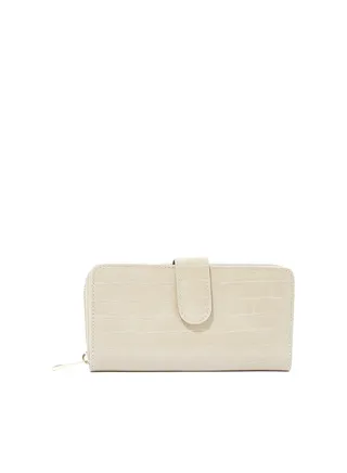 Croc Effect Wallet Ecru 