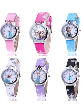 6PCS Girls' Princess Elsa Analog Watch 