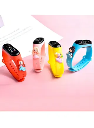 Kids' Water Resistant Silicone Digital Watch 4PCS 
