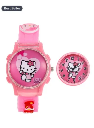 New Cartoon Sanrio Hello Kitty Flip Children's Watch (Cover Can Rotate) 